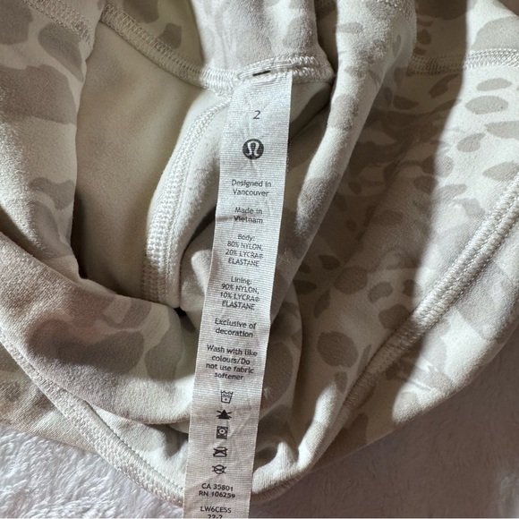 Lululemon Athletica Cream Leopard Leggings - Picture 3 of 3